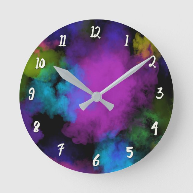 Colourful Colour Puff Makeup Beauty Girls Girly Round Clock (Front)