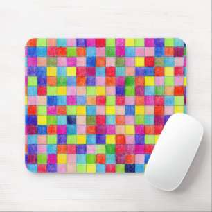 Colourful Coloured In Graph Paper Squares Mouse Pad