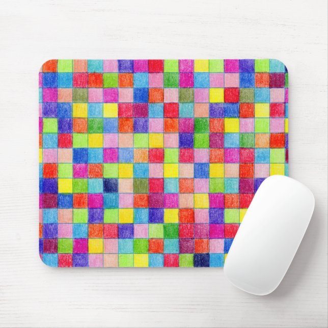 Colourful Coloured In Graph Paper Squares Mouse Pad (With Mouse)