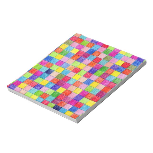 Colourful Coloured In Graph Paper Squares Notepad (Rotated)