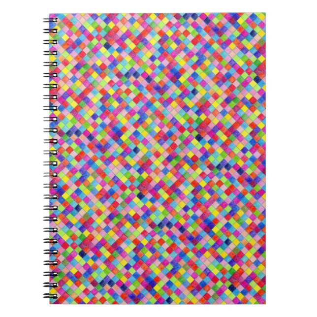 Colourful Coloured In Graph Paper Squares Pattern Notebook (Front)