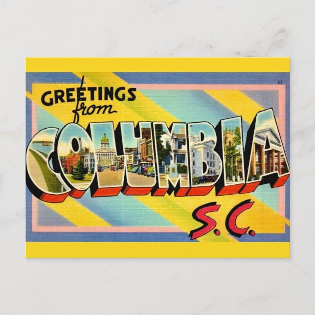 Colourful Columbia SC Greeting Postcard (Front)