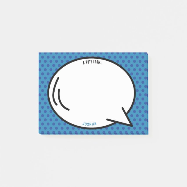 Colourful Comic Book Personalised Name Pop Art Blu Post-it Notes (Front)
