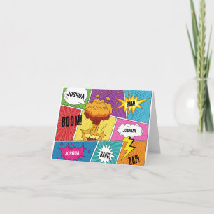Colourful Comic Book Personalised Name Pop Art Card
