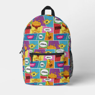 Colourful Comic Book Personalised Name Pop Art  Printed Backpack