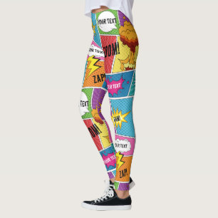 Colourful Comic Book Personalised Text Pop Art Leggings