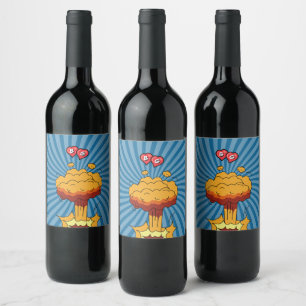 Colourful Comic Book Pop Art Wedding Favour Wine Label