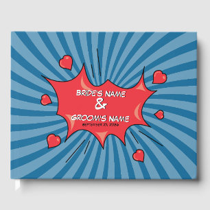 Colourful Comic Book Pop Art Wedding Guest Book