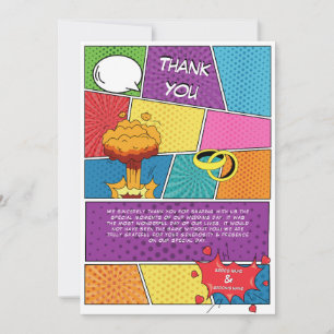 Colourful Comic Book Pop Art Wedding  Thank You Card