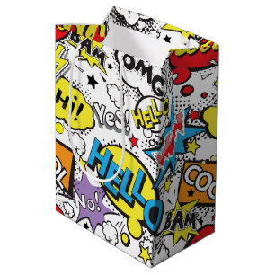 Colourful Comic Pop Art Speech Bubble Pattern Medium Gift Bag
