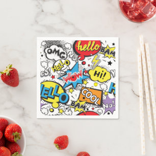 Colourful Comic Pop Art Speech Bubble Pattern Napkin