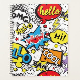 Colourful Comic Pop Art Speech Bubble Pattern Planner