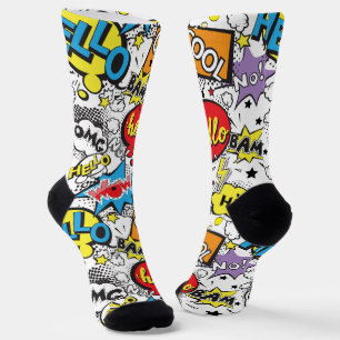Colourful Comic Pop Art Speech Bubble Pattern Socks
