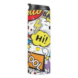 Colourful Comic Pop Art Speech Bubble Pattern Thermal Tumbler