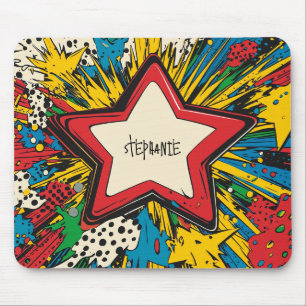 Colourful Comic Pop Art Starburst Explosion Mouse Pad