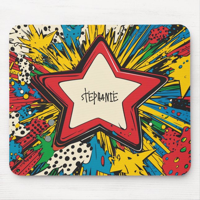 Colourful Comic Pop Art Starburst Explosion Mouse Pad (Front)