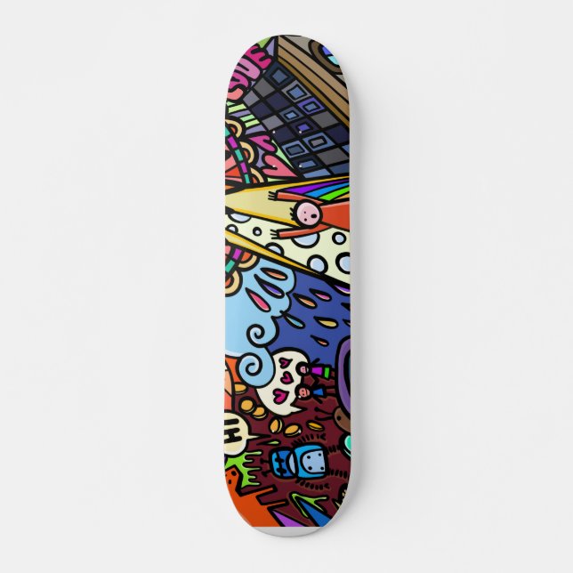 Colourful Comic Sketch Skateboard (Front)