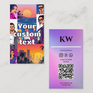 Colourful Comic Style Customisable Photo & Text Business Card