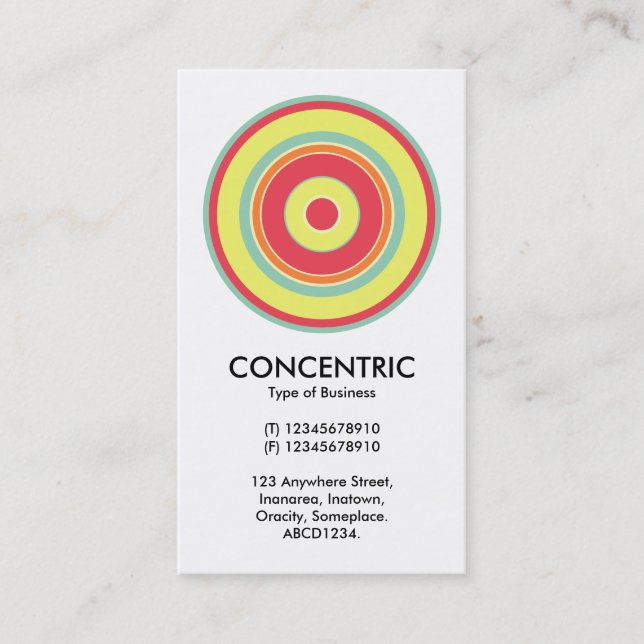 Colourful Concentric Circle 01 Business Card (Front)