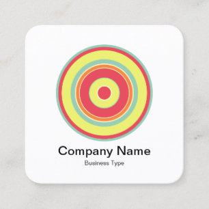 Colourful Concentric Circles 01 Square Business Card