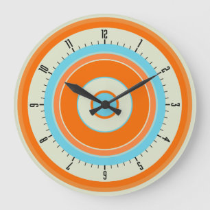 Colourful Concentric Circles 03 Large Clock