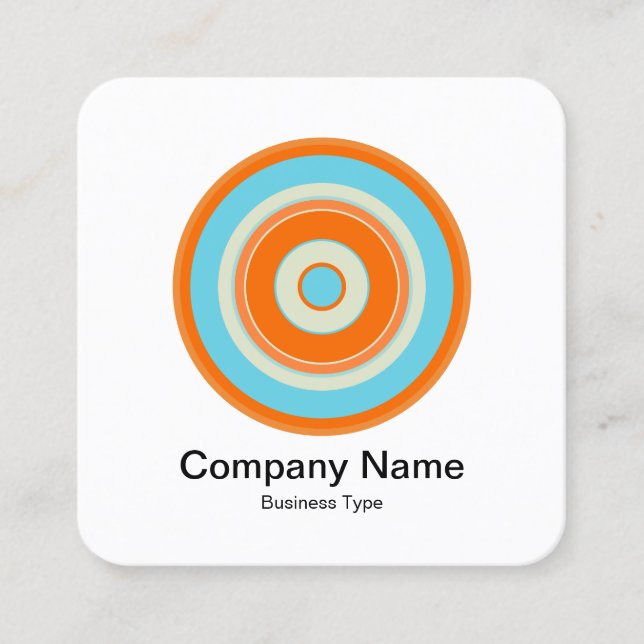Colourful Concentric Circles 03 Square Business Card (Front)