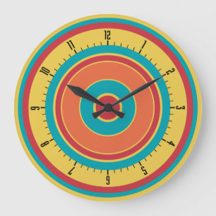Colourful Concentric Circles 05 Large Clock