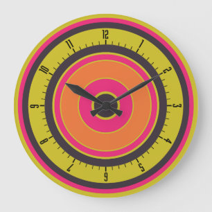 Colourful Concentric Circles 06 Large Clock