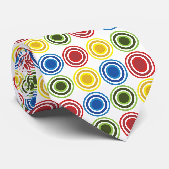 Colourful Concentric Circles Geometric Tie (Rolled)