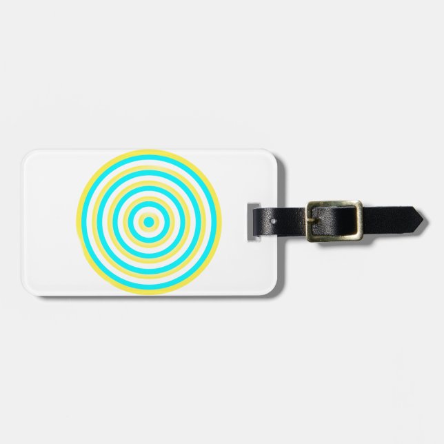 Colourful Concentric Circles Luggage Tag (Front Horizontal)