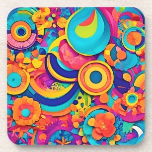 Colourful Concentric Patterns Coaster