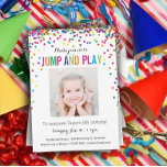 Colourful Confetti 5th Birthday Photo Jump Play Invitation<br><div class="desc">A cute,  colourful idea for child's fifth birthday party invitations! Featuring your child's photo and party details,  with "jump and play" in confetti and fun rainbow confetti circles sprinkling from the top of these custom printed invitations.</div>