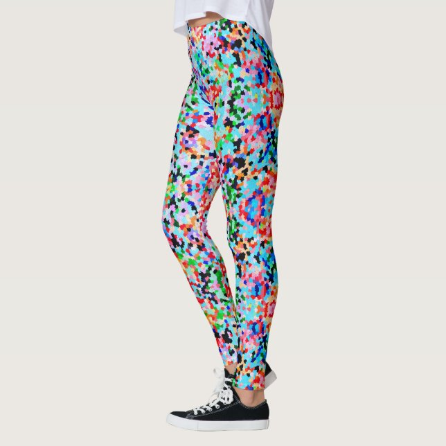 Colourful Confetti Abstract Mosaic Pattern Neck Ti Leggings (Left)