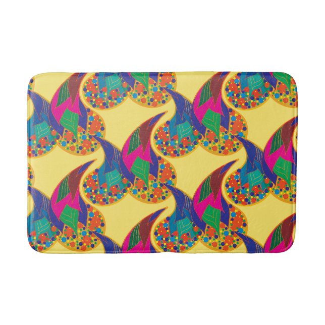 Colourful confetti abstract Paisley Rainbow drops Bath Mat (Front)
