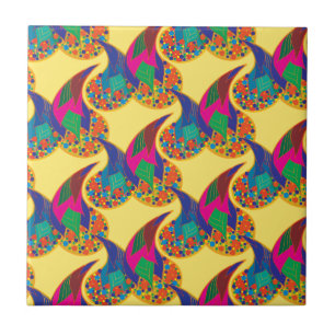 Colourful confetti abstract Paisley Rainbow drops Ceramic Tile