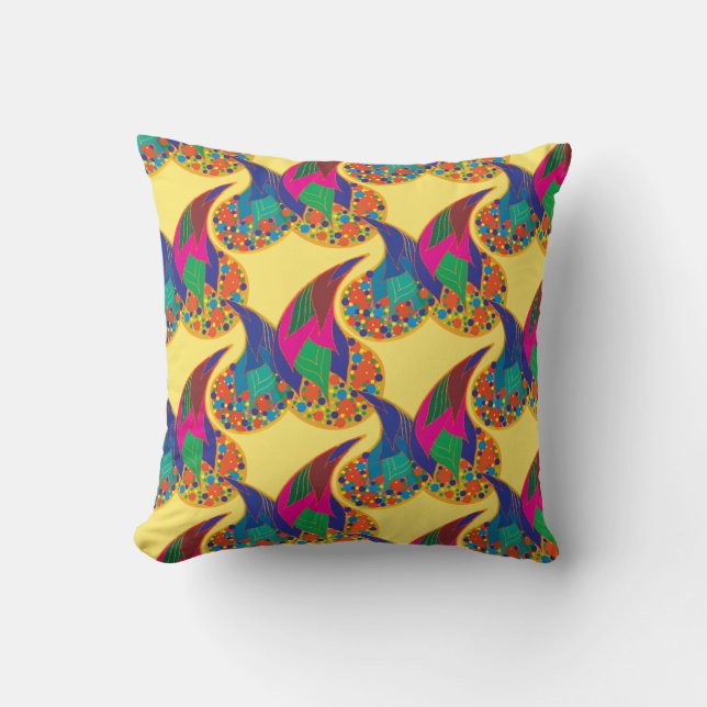 Colourful confetti abstract Paisley Rainbow drops Cushion (Front)