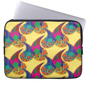 Colourful confetti abstract Paisley Rainbow drops Laptop Sleeve