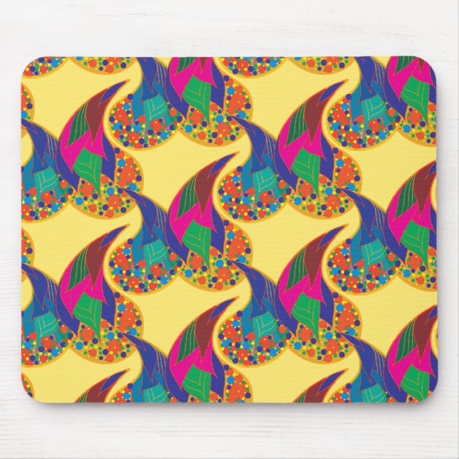 Colourful confetti abstract Paisley Rainbow drops Mouse Pad (Front)