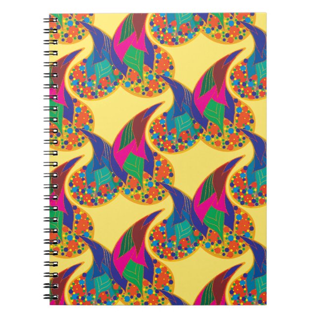 Colourful confetti abstract Paisley Rainbow drops Notebook (Front)