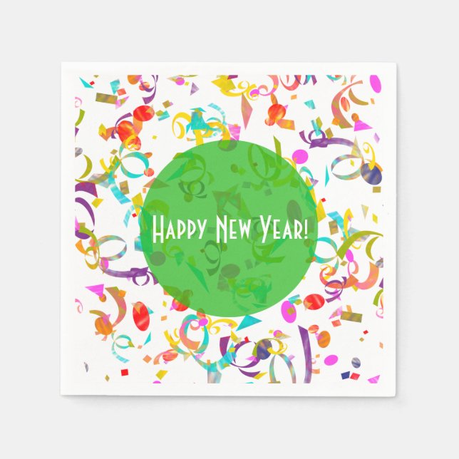 Colourful Confetti Art All Occasion Green Template Napkin (Front)