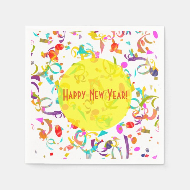Colourful Confetti Art All Occasion Yellow Templat Napkin (Front)