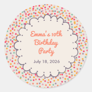 Colourful Confetti Birthday Round Sticker