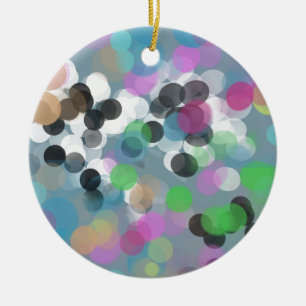 Colourful Confetti Bokeh Dots Ceramic Ornament