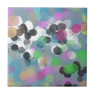 Colourful Confetti Bokeh Dots Ceramic Tile