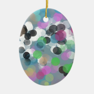 Colourful Confetti Bokeh Dots Ceramic Tree Decoration