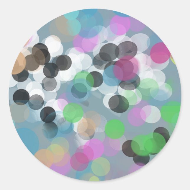 Colourful Confetti Bokeh Dots Classic Round Sticker (Front)