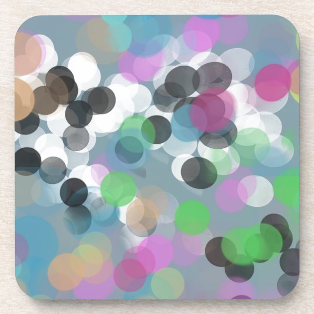Colourful Confetti Bokeh Dots Coaster (Front)