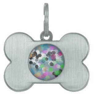 Colourful Confetti Bokeh Dots Pet Name Tag