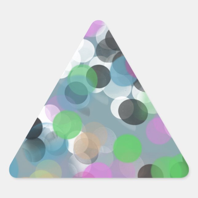Colourful Confetti Bokeh Dots Triangle Sticker (Front)