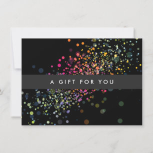 Colourful Confetti Bokeh on Black Gift Certificate